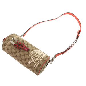 新品同様 グッチ The North Face コラボ ボトルバッグ 679760 GGキャンバス ブラウン ショルダーバッグ 0378【中古】GUCCI