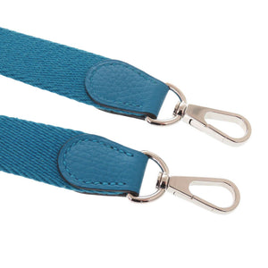 新品同様 エルメス キャンバス ブルーザンジバル ショルダーストラップ 青 0380【中古】HERMES