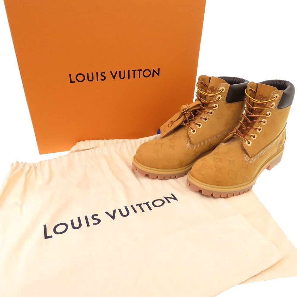 未使用品 ルイ ヴィトン × Timberland 6-IN モノグラムエンボス 1AD72X サイズ8 ベージュ アンクルブーツ LV 0404【中古】LOUIS VUITTON メンズ