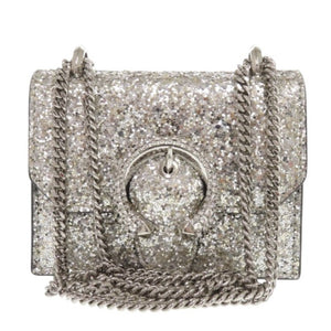 新品同様 ジミーチュウ ミニパリス グリッター ラメ シルバー レザー ショルダーバッグ 0408【中古】JIMMY CHOO