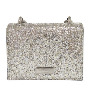 新品同様 ジミーチュウ ミニパリス グリッター ラメ シルバー レザー ショルダーバッグ 0408【中古】JIMMY CHOO