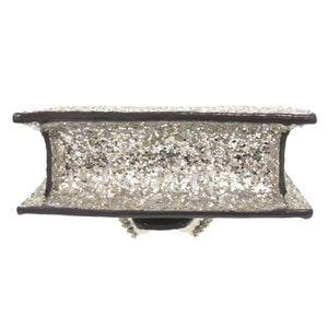 新品同様 ジミーチュウ ミニパリス グリッター ラメ シルバー レザー ショルダーバッグ 0408【中古】JIMMY CHOO