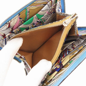 美品 エルメス アザップコンパクト シルクイン ヴォーエプソン セレステ シルバー金具 U刻印(2022年製) ラウンドファスナー コインケース 0422【中古】HERMES