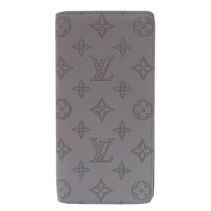 美品 ルイ ヴィトン ポルトフォイユ プラザ M81335 モノグラム・シャドウ レザー グレー 長財布 LV 0431【中古】LOUIS VUITTON