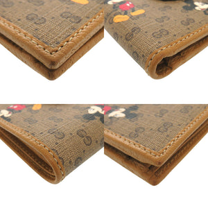 新品同様 グッチ × DISNEY ディズニー ミッキーマウス 602549 GGスプリームキャンバス レザー ブラウン 二つ折り財布 0438【中古】GUCCI