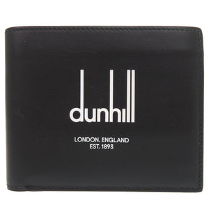 新品同様 ダンヒル ロゴ レザー ブラック 二つ折り財布 財布 黒 0439 【中古】 Dunhill
