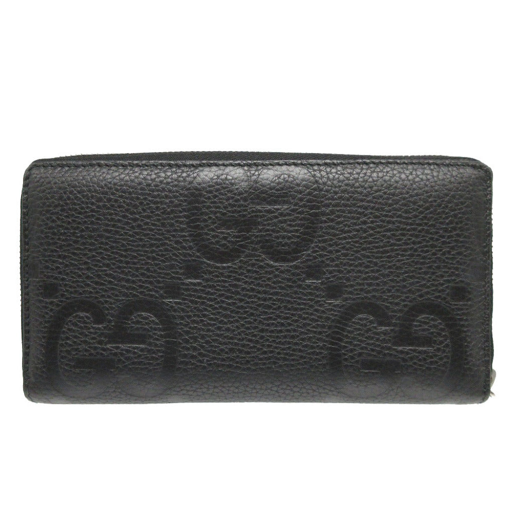 未使用 グッチ 739484 ジャンボGG レザー ブラック 黒 ラウンドファスナー長財布 財布 0440【中古】GUCCI