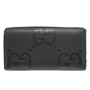 未使用 グッチ 739484 ジャンボGG レザー ブラック 黒 ラウンドファスナー長財布 財布 0440【中古】GUCCI