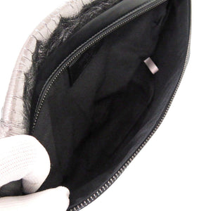 新品同様 ジミーチュウ ウエストポーチ ワッペン レザー シルバー ボディバッグ 0522【中古】JIMMY CHOO