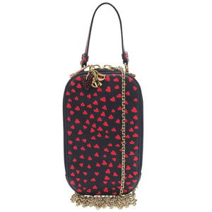 美品 クリスチャンディオール アイラブパリ ハート レザー ネイビー レッド フォンホルダー ショルダーポーチ 0526【中古】Christian Dior