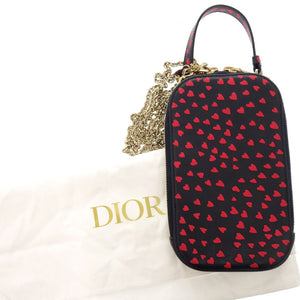 美品 クリスチャンディオール アイラブパリ ハート レザー ネイビー レッド フォンホルダー ショルダーポーチ 0526【中古】Christian Dior