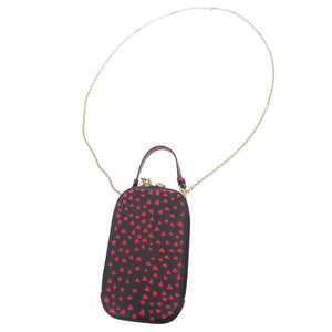 美品 クリスチャンディオール アイラブパリ ハート レザー ネイビー レッド フォンホルダー ショルダーポーチ 0526【中古】Christian Dior