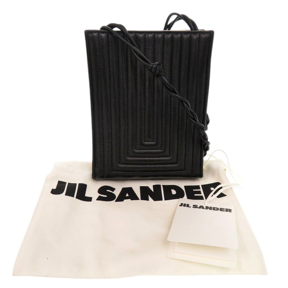 ジルサンダー タングル スモール レザー ブラック ショルダーバッグ 黒 0535【中古】JIL SANDER