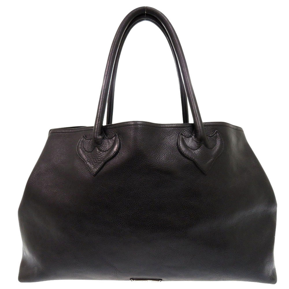 美品 クロムハーツ 3セメタリークロスパッチ レザー ブラック トートバッグ 黒 0556【中古】CHROME HEARTS メンズ