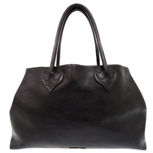 美品 クロムハーツ 3セメタリークロスパッチ レザー ブラック トートバッグ 黒 0556【中古】CHROME HEARTS メンズ