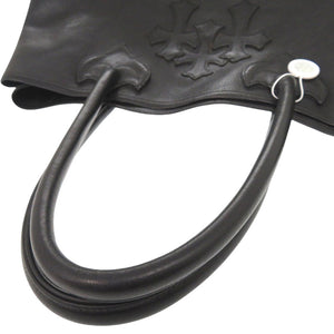 美品 クロムハーツ 3セメタリークロスパッチ レザー ブラック トートバッグ 黒 0556【中古】CHROME HEARTS メンズ