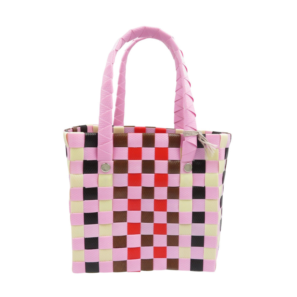 未使用 マルニ マーケット ウーブン マイクロ M00178 M00IW 0M331 ポリプロピレン ピンク ハンドバッグ 0578【中古】MARNI