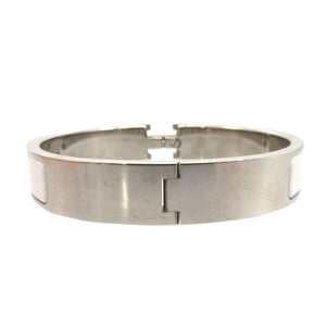 美品 エルメス クリッククラックH PM メタル ホワイト 白 ブレスレット バングル 0609【中古】HERMES