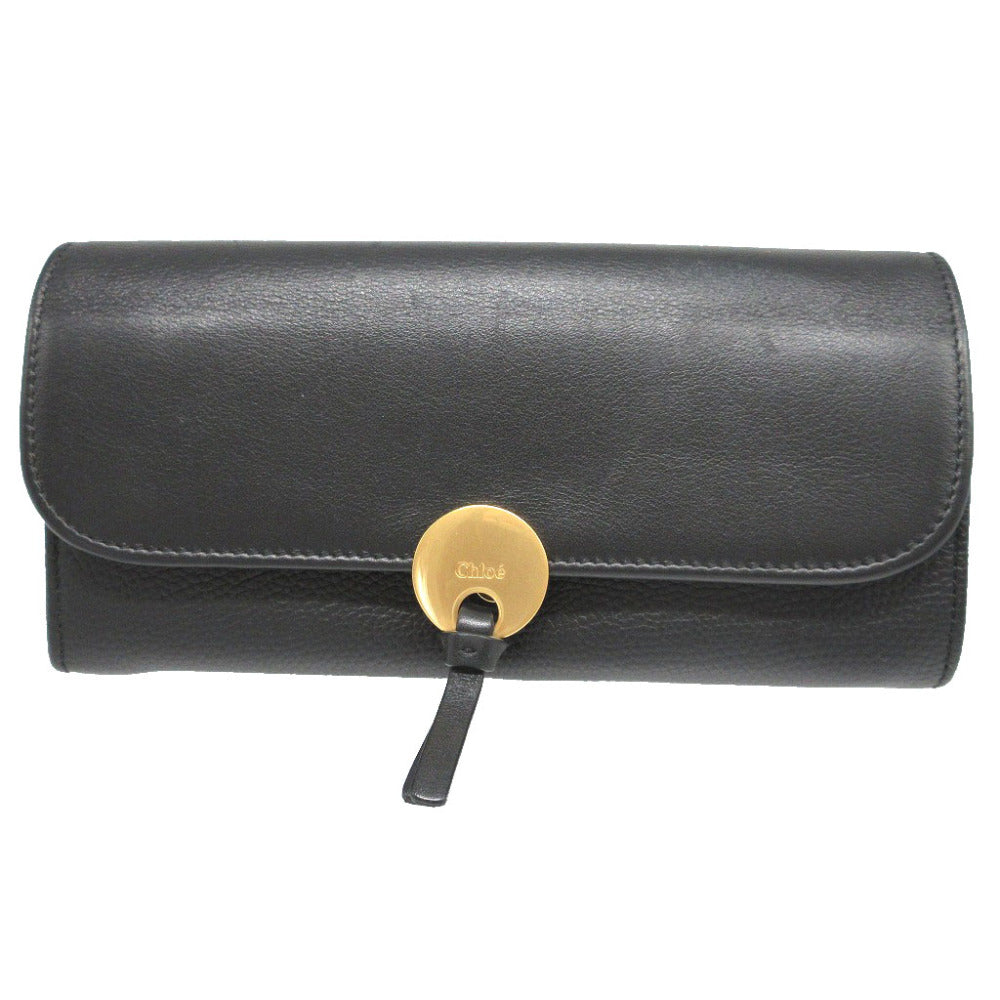 美品 クロエ CHC16UP809 レザー ブラック 黒 2つ折り長財布 財布 0616【中古】Chloe