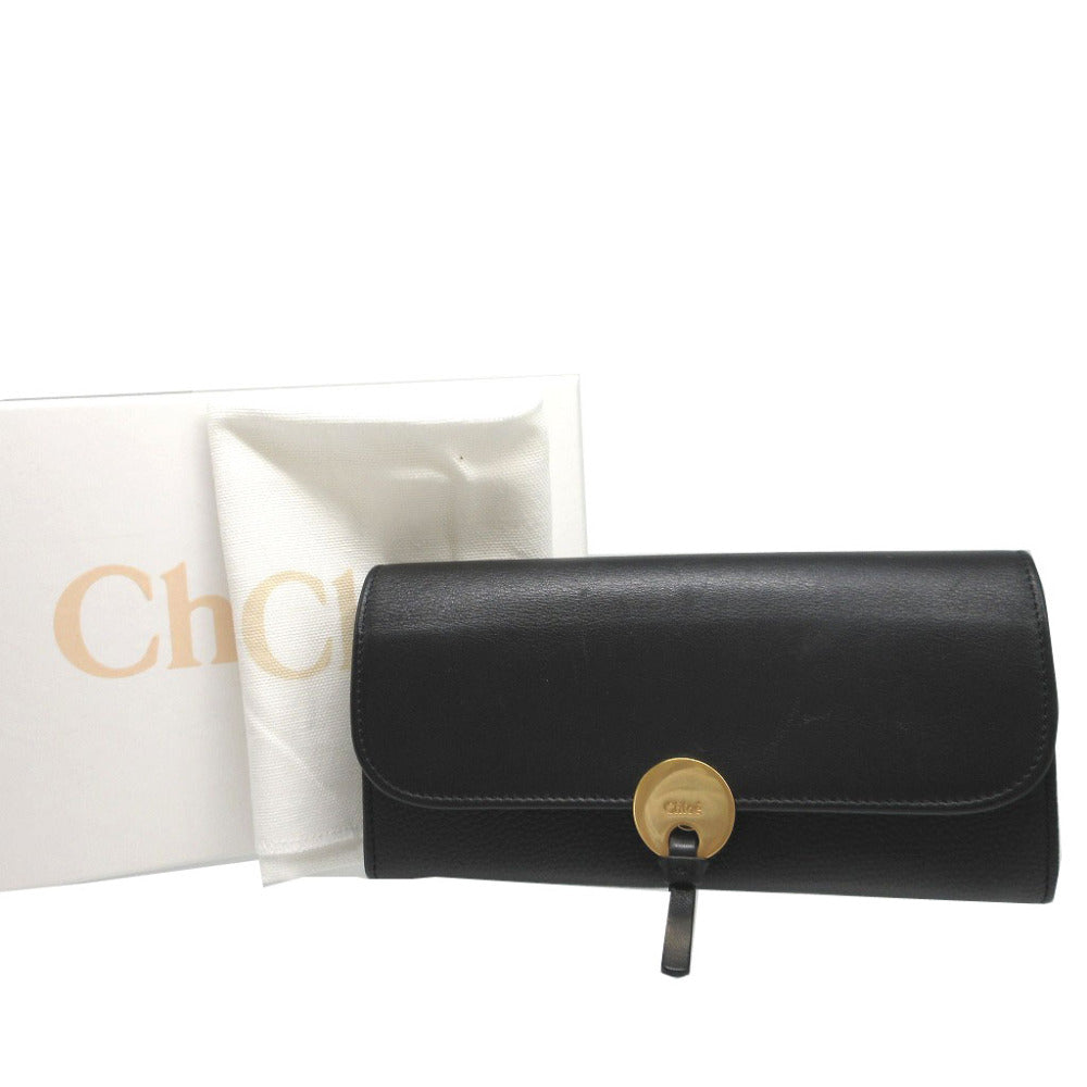 美品 クロエ CHC16UP809 レザー ブラック 黒 2つ折り長財布 財布 0616【中古】Chloe