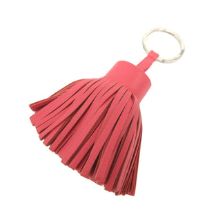 美品 エルメス カルメン フリンジ アニューミロ ローズアザレ バッグチャーム キーホルダー 0624【中古】HERMES