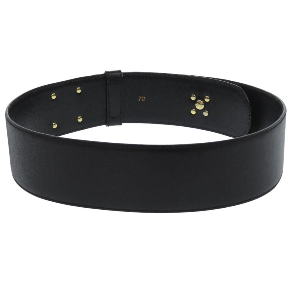 セリーヌ ヴィンテージ レザー ブラック チェーン ベルト 0639【中古】CELINE