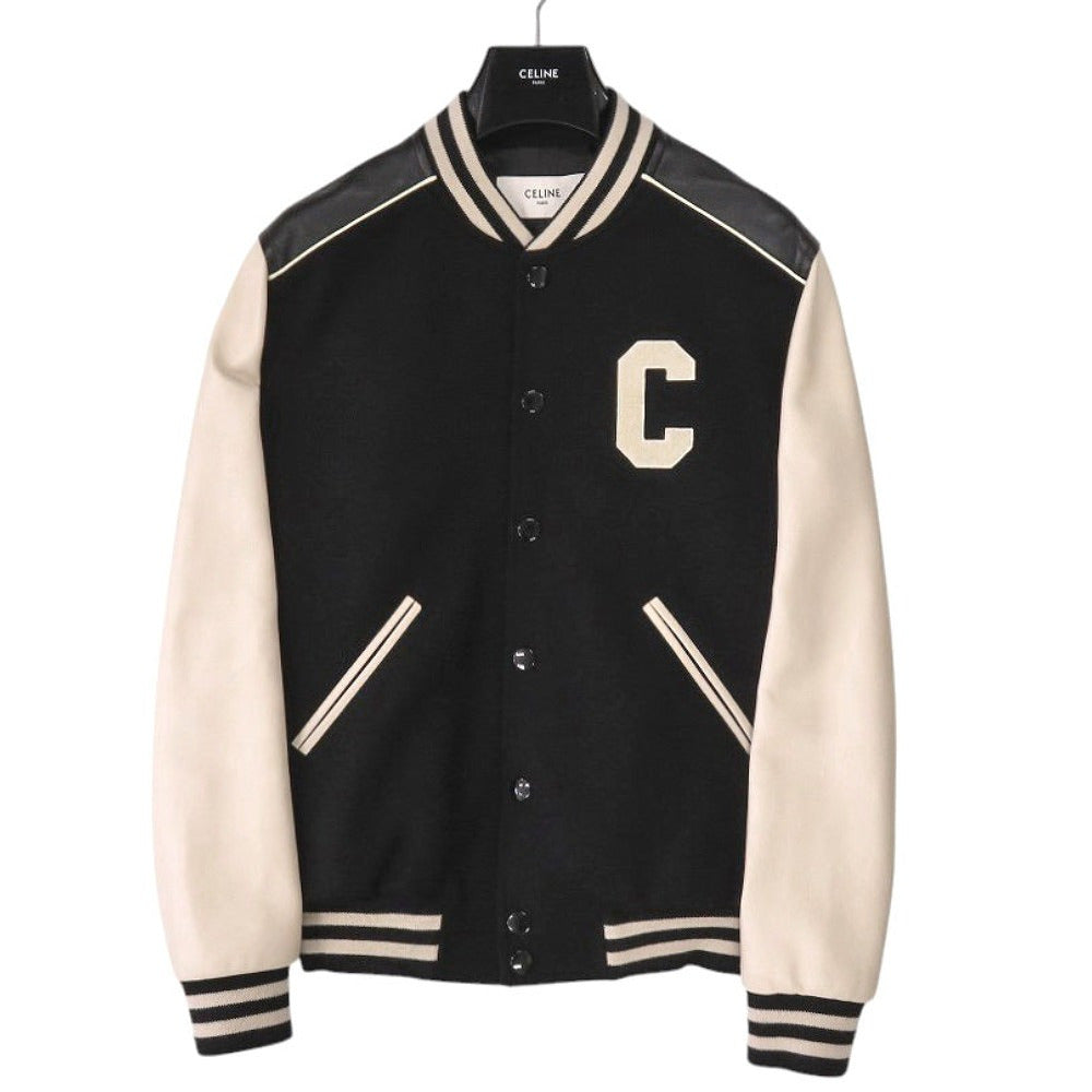新品同様 セリーヌ クラシック テディジャケット 2V56D896C ウール/ナイロン ブラック スタジャン 黒 0646【中古】CELINE