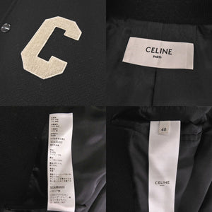 新品同様 セリーヌ クラシック テディジャケット 2V56D896C ウール/ナイロン ブラック スタジャン 黒 0646【中古】CELINE