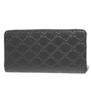 新品同様 グッチ グッチシマ 307987 レザー ブラック 黒 ラウンドファスナー長財布 財布 0659【中古】GUCCI