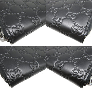 新品同様 グッチ グッチシマ 307987 レザー ブラック 黒 ラウンドファスナー長財布 財布 0659【中古】GUCCI