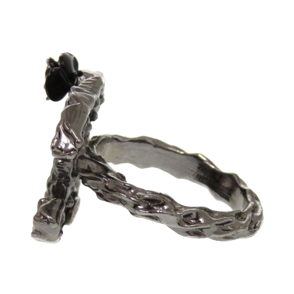 美品 シャネル ココマーク カメリア メタル サイズ9号 ブラック リング 指輪 0669【中古】CHANEL