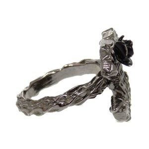 美品 シャネル ココマーク カメリア メタル サイズ9号 ブラック リング 指輪 0669【中古】CHANEL