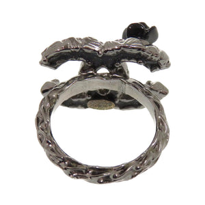 美品 シャネル ココマーク カメリア メタル サイズ9号 ブラック リング 指輪 0669【中古】CHANEL