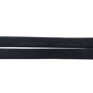 ルイヴィトン ブラスレ・インステップ M6254E レザー シルバー金具 ネイビー ブレスレット 0677【中古】LOUIS VUITTON
