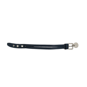 ルイヴィトン ブラスレ・インステップ M6254E レザー シルバー金具 ネイビー ブレスレット 0677【中古】LOUIS VUITTON