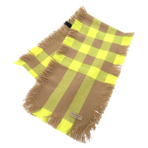美品 バーバリー バーバリーチェック ウール ブラウン イエロー マフラー 0688【中古】BURBERRY