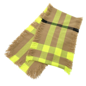 美品 バーバリー バーバリーチェック ウール ブラウン イエロー マフラー 0688【中古】BURBERRY