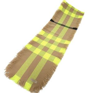 美品 バーバリー バーバリーチェック ウール ブラウン イエロー マフラー 0688【中古】BURBERRY