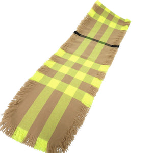 美品 バーバリー バーバリーチェック ウール ブラウン イエロー マフラー 0688【中古】BURBERRY