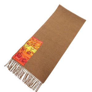 未使用 エルメス カシミヤ ブラウン オレンジ マフラー 0695【中古】HERMES