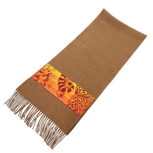 未使用 エルメス カシミヤ ブラウン オレンジ マフラー 0695【中古】HERMES