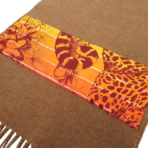 未使用 エルメス カシミヤ ブラウン オレンジ マフラー 0695【中古】HERMES