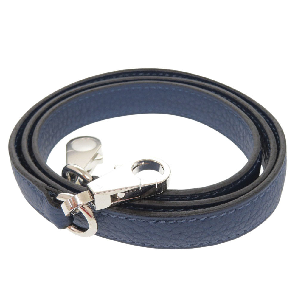 新品同様 エルメス ケリーストラップ トリヨンクレマンス シルバー金具 ディープブルー ショルダーストラップ 0700【中古】HERMES