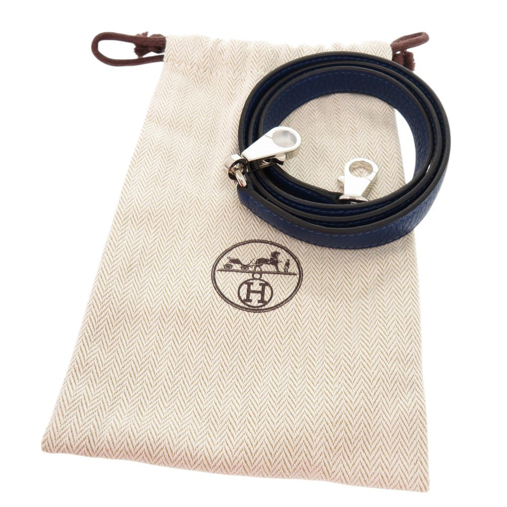 新品同様 エルメス ケリーストラップ トリヨンクレマンス シルバー金具 ディープブルー ショルダーストラップ 0700【中古】HERMES