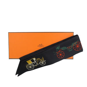 未使用 エルメス ツイリーロング アトゥベルリンヌ シルク ブルーノワール マルチカラー スカーフ 0714【中古】HERMES