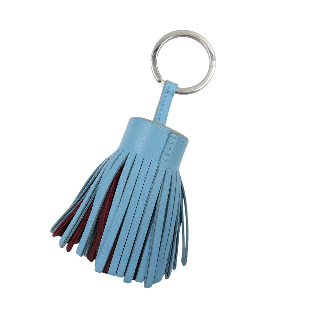 美品 エルメス カルメン トリコロール アニョーミロ シルバー金具 セレステ ルージュアッシュ クラフト Y刻印 キーホルダー 0725【中古】HERMES