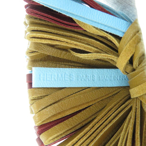 美品 エルメス カルメン トリコロール アニョーミロ シルバー金具 セレステ ルージュアッシュ クラフト Y刻印 キーホルダー 0725【中古】HERMES