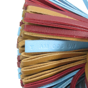 美品 エルメス カルメン トリコロール アニョーミロ シルバー金具 セレステ ルージュアッシュ クラフト Y刻印 キーホルダー 0725【中古】HERMES