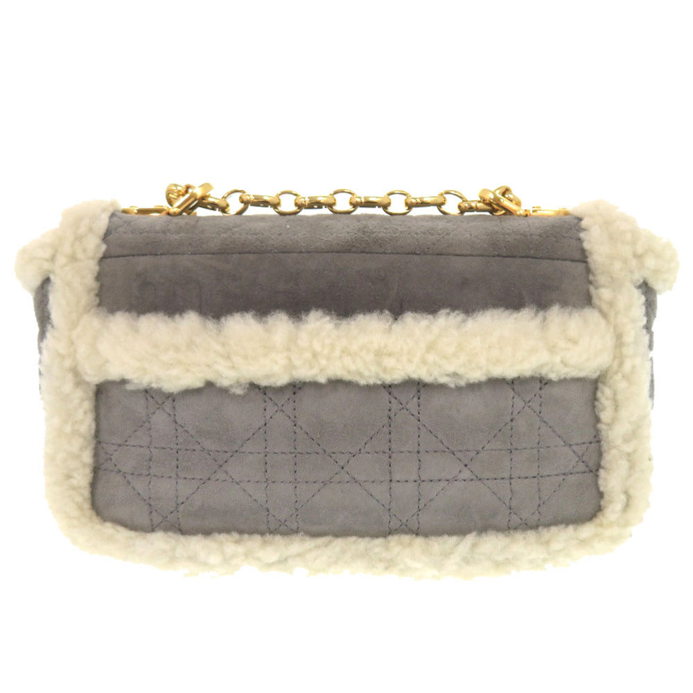美品 クリスチャンディオール カロ ムートン スエード グレー チェーンショルダーバッグ 0727【中古】Christian Dior