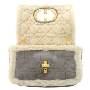 美品 クリスチャンディオール カロ ムートン スエード グレー チェーンショルダーバッグ 0727【中古】Christian Dior